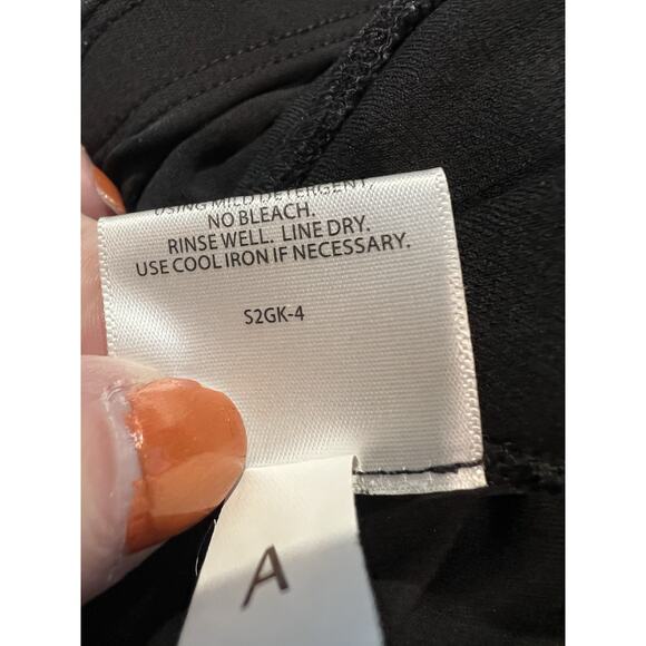 Eileen Fisher L Large Silk Pants Georgette Crepe Pleated Wide Leg Crop Black - Picture 11 of 11